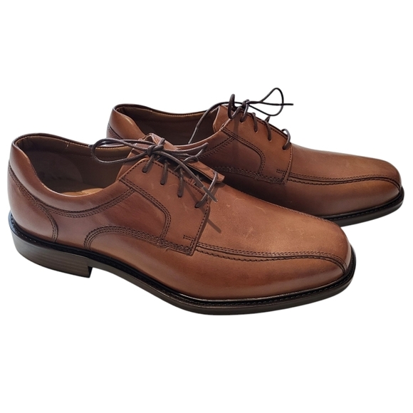 Johnston and Murphy mens Tabor Bike Toe Derby Tan dress lace-up shoe sz 10 NWOB - Picture 1 of 11